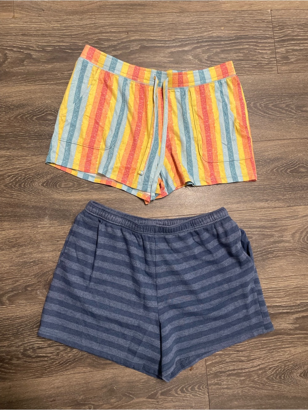 Sonoma Striped Rainbow Lounge Shorts + Navy Stripe Cotton ShortsLRgs soft sleep